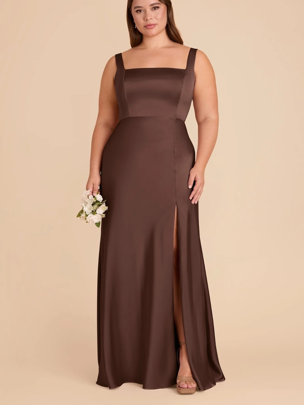 Birdy Grey Alex Maxi Dress In Matte Chocolate Brown Satin